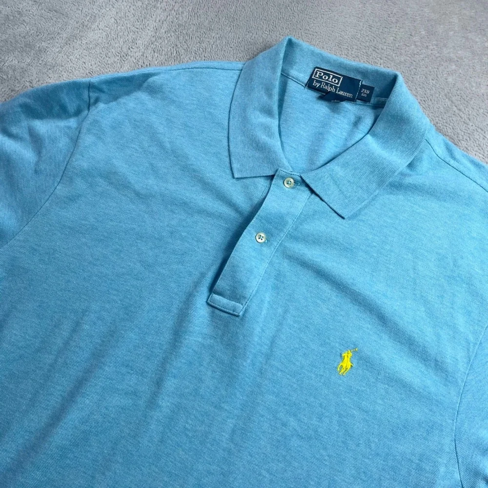 Polo Ralph Lauren Mens 2XB Big Heather Blue Short Sleeve‎ Pony Logo Polo Shirt